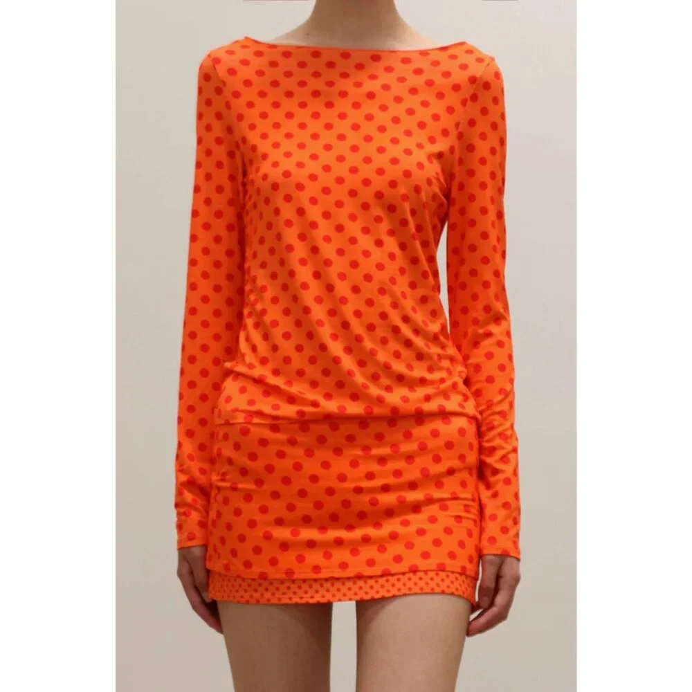 Miaou Amelia Top in Red Polka Dot Small New Womens Long Sleeve Tee - Picture 15 of 16